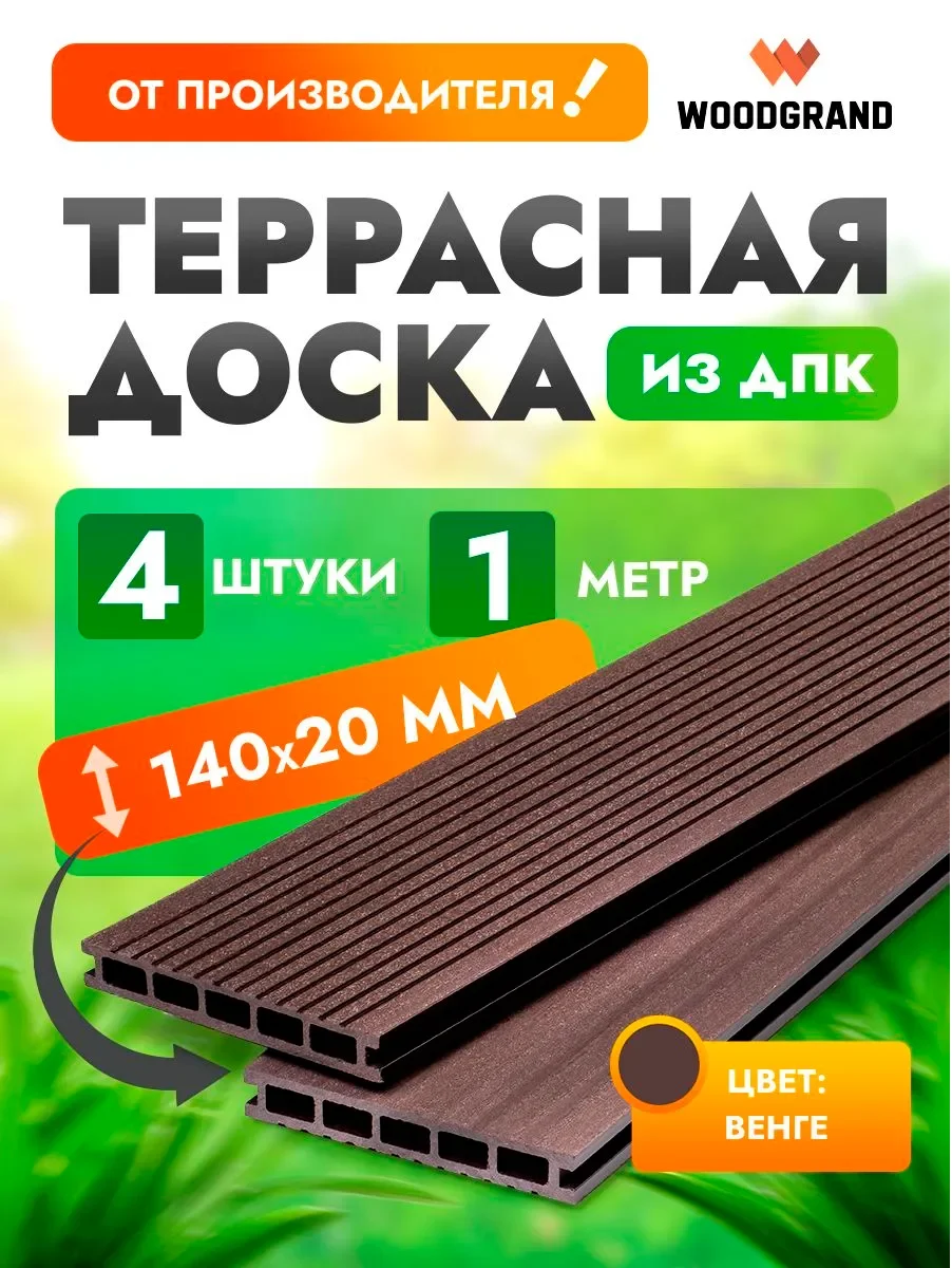 Террасная доска 140х20 мм OZON 1м 4шт - Венге