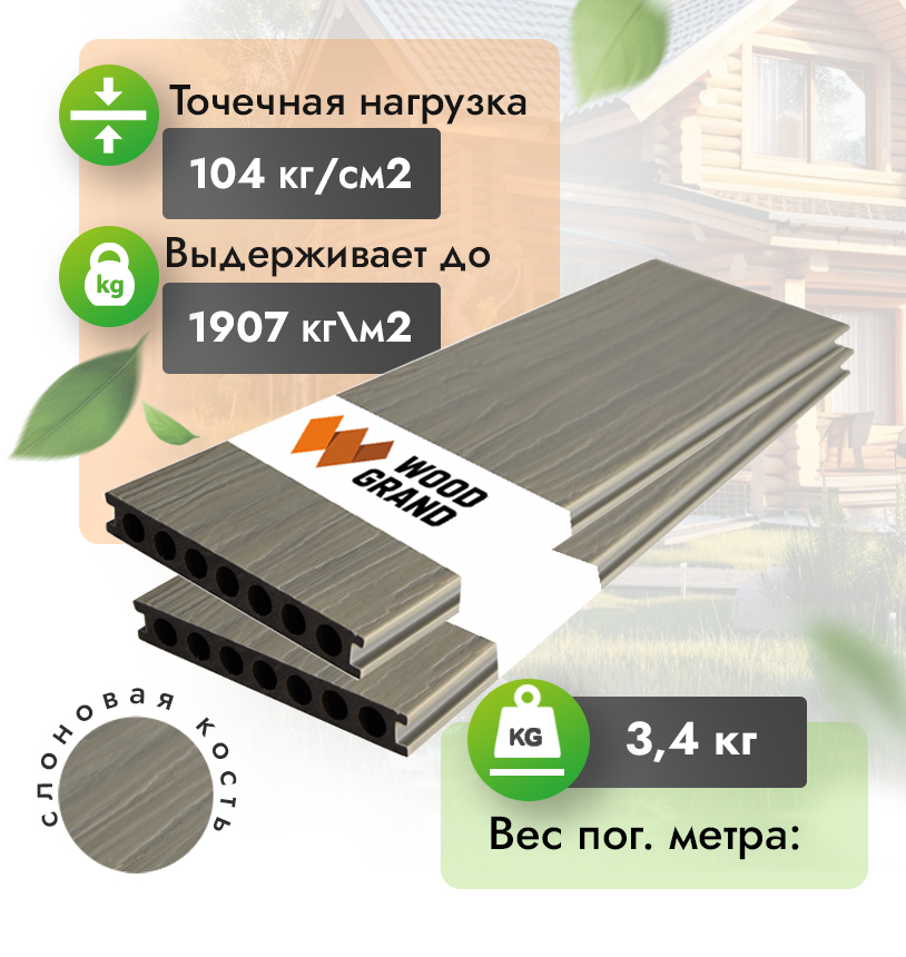 Коэкструзия террасная доска ДПК 150x22 мм 