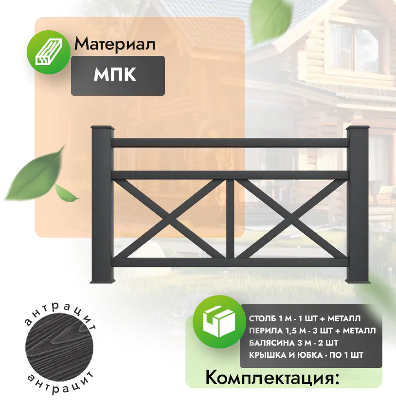 Комплект ограждения Magnifico (с металлом) - Антрацит